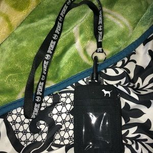 Pink lanyard ID holder